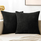MIULEE Black Decorative Euro Sham Pillow Covers 24x24 Inch by MIULEE