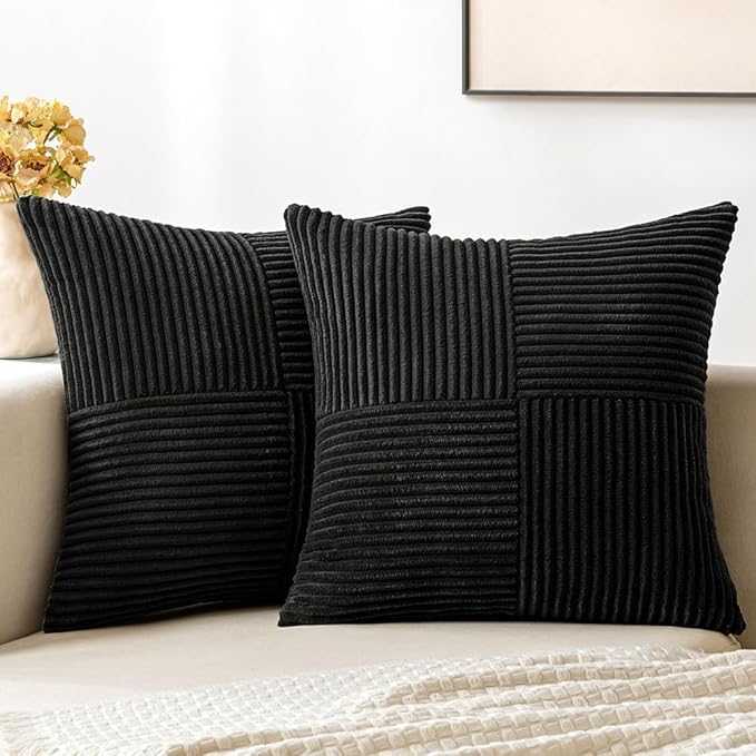 MIULEE Black Decorative Euro Sham Pillow Covers 24x24 Inch by MIULEE