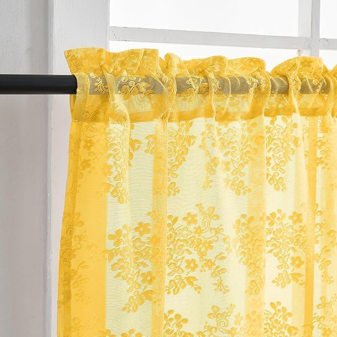 YJ YANJUN Vintage Lace Curtains 24 inch - Image 2