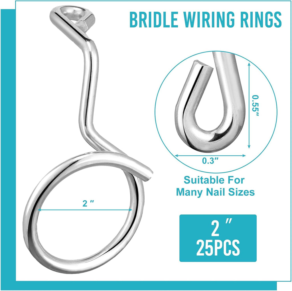 Blulu 25 Pcs Bridle Rings, 2 Inch Low Voltage Wire Cable Rings