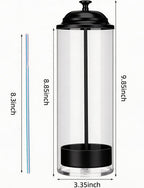 Glass Straw Holder Dispenser w/Lid, Clear Container for Counter