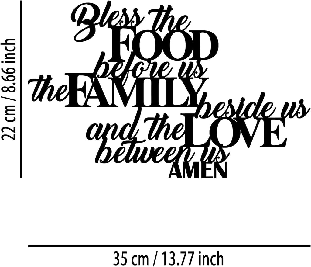 Bless the Food Metal Wall Decor - Scripture Room Decor Bible Quotes Wall Art Christian Home Decor for Living Room, Dining Room, Kitchen (Black)