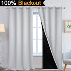 Yakamok 100% Blackout Curtains 108 Inches Long, 2 Thick Layers Thermal - Image 2