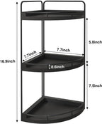 Fixwal 3 Tier Corner Bathroom Countertop Organizer Vanity Wood Shelf Black