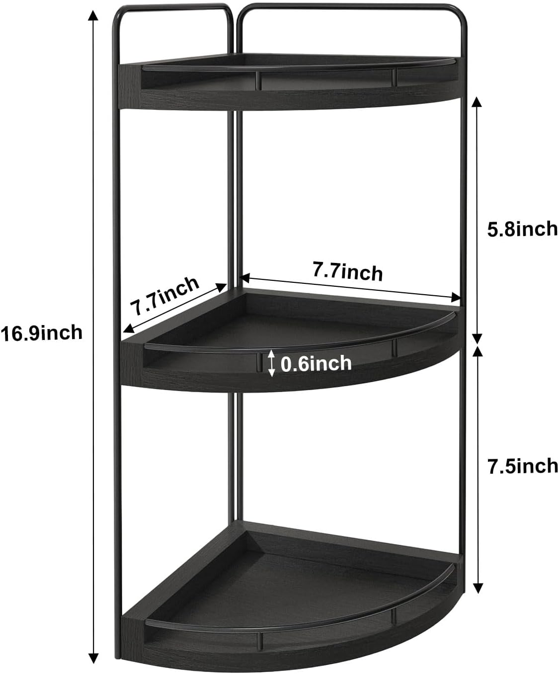 Fixwal 3 Tier Corner Bathroom Countertop Organizer Vanity Wood Shelf Black