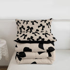 Feelyou Bow Comforter Set Toddler Size Elegant Bedding Set for Kids Boys Girls Kawaii Bow Duvet Quilt Black Bedroom Decor 2 Pcs with 1 Pillow Cases