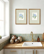 Framed Blue Hydrangea Wall Art Set of 2, Small Floral Pictures, 8x10 Inch