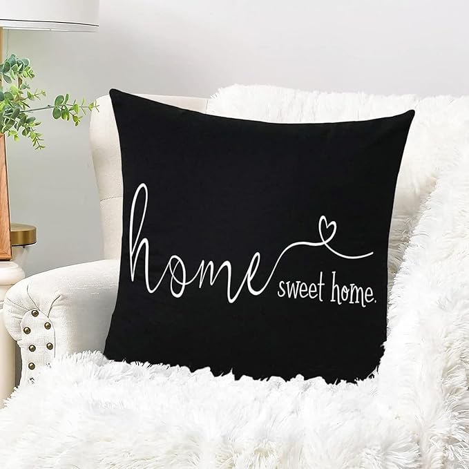 MFGNEH Home Sweet Home Quotes Farmhouse Pillow Covers 18x18 Inch, Farmhouse - Image 2