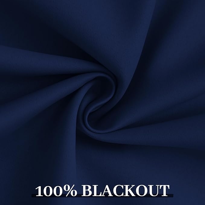 Yakamok Navy Blue 100% Blackout Curtains 96 Inches Long Thermal Insulated - Image 6