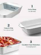 DOWAN Casserole Dish, 9x13 Ceramic Baking Dish, Large Lasagna Pan Deep for Oven, 4.2 Quarts Baking Pan with Handles, Oven Safe and Durable Bakeware for Lasagna, Home Decor, Wedding Gift, Soft White