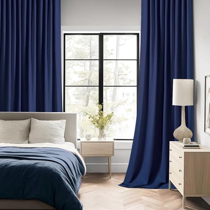 MIULEE Navy Blue Back Tab Blackout Curtains 63 Inch Length 2 Panels Set - Image 2
