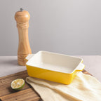 Sweejar Ceramic Baking Dish, Rectangular Small Baking Pan with Double Handles, 20 Oz for Cooking, Brownie, Kitchen, 6.5 x 4.9 x 1.8 Inches(Yellow)