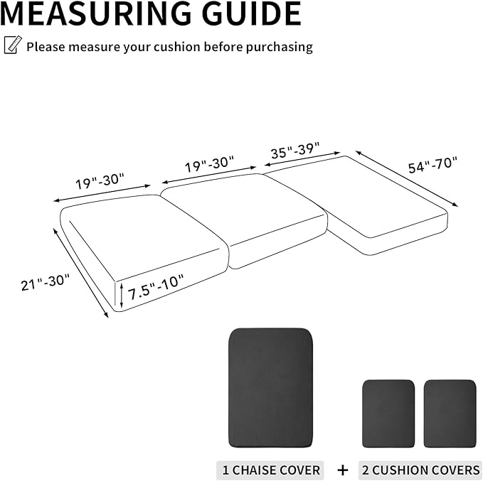 Easy-Going Stretch 3 Pieces Couch Cushion Covers - Image 2