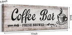 Rustic Wood Grain Coffee Station，Retro Coffee Bar Signs for Kitchen 6x17
