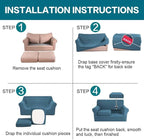 Turquoize 3 Piece Sofa Covers For 2 Cushion Couch Sofa Slipcover Soft Couch - Image 6