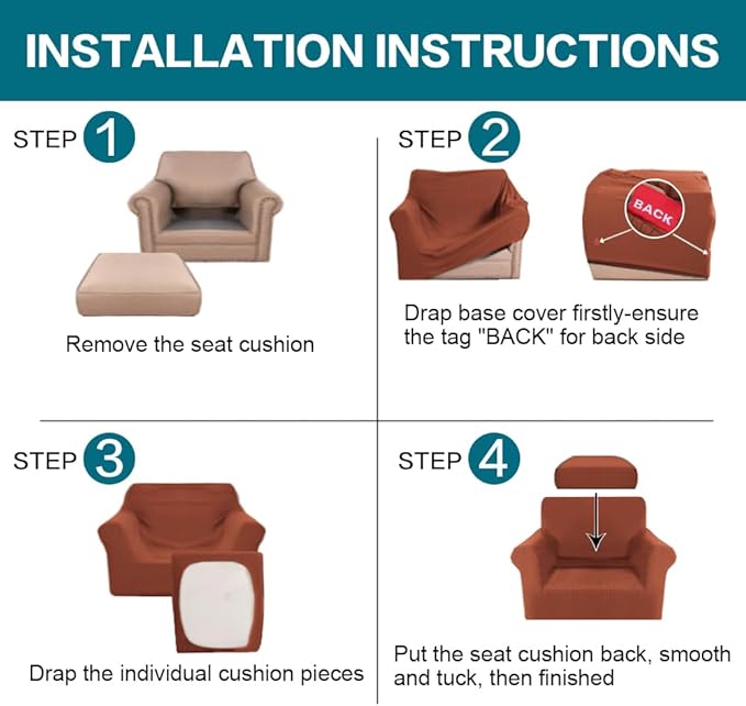 Turquoize 2 Piece Chair Covers Chair Slipcovers - Image 6