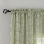 YJ YANJUN Vintage Lace Curtains 90 Inches Long-Victorian Floral Pattern Sage - Image 3
