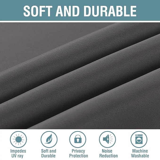 H.VERSAILTEX Microfiber Blackout Grey Curtains - Image 4