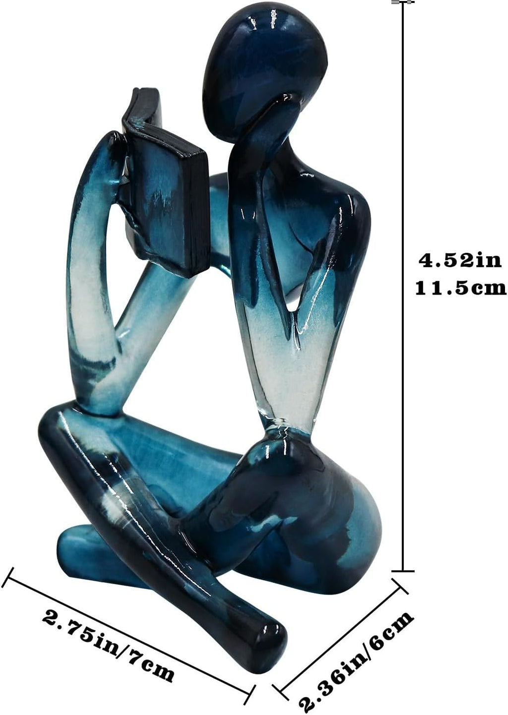 Reading Women Statue, Translucent Blue Resin Thinker Sculptures, Abstract Art Ornament, Modern Aesthetic Figurine Decoration for Home Living Room Bedroom Office Shelf Table Desk Bookshelf Decor