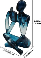 Reading Women Statue, Translucent Blue Resin Thinker Sculptures, Abstract Art Ornament, Modern Aesthetic Figurine Decoration for Home Living Room Bedroom Office Shelf Table Desk Bookshelf Decor