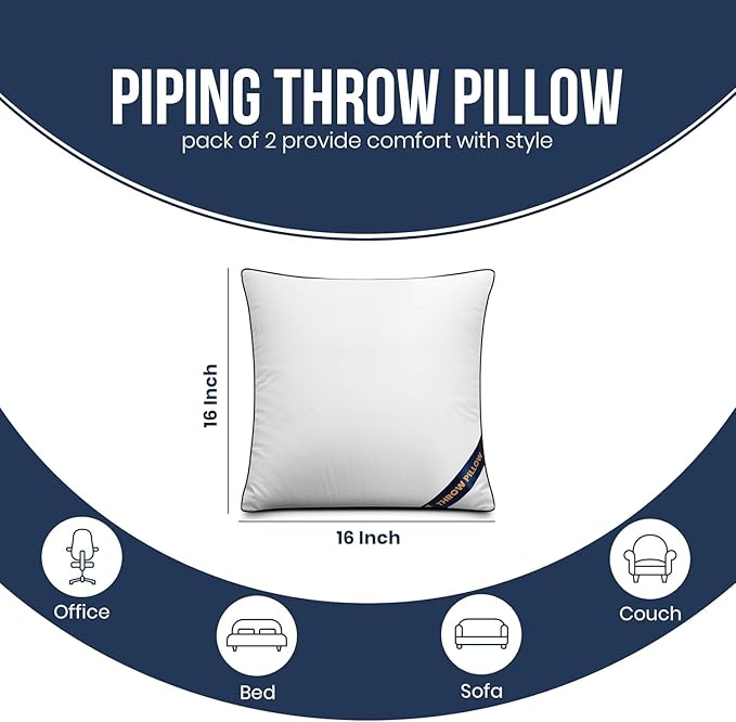 Utopia Bedding Throw Pillow Inserts, 16 x 16 Inches Decorative Indoor Pillows - Image 2