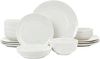 Elama White Porcelain Dish Dinnerware Set, 18 Piece (Elama Glossy)