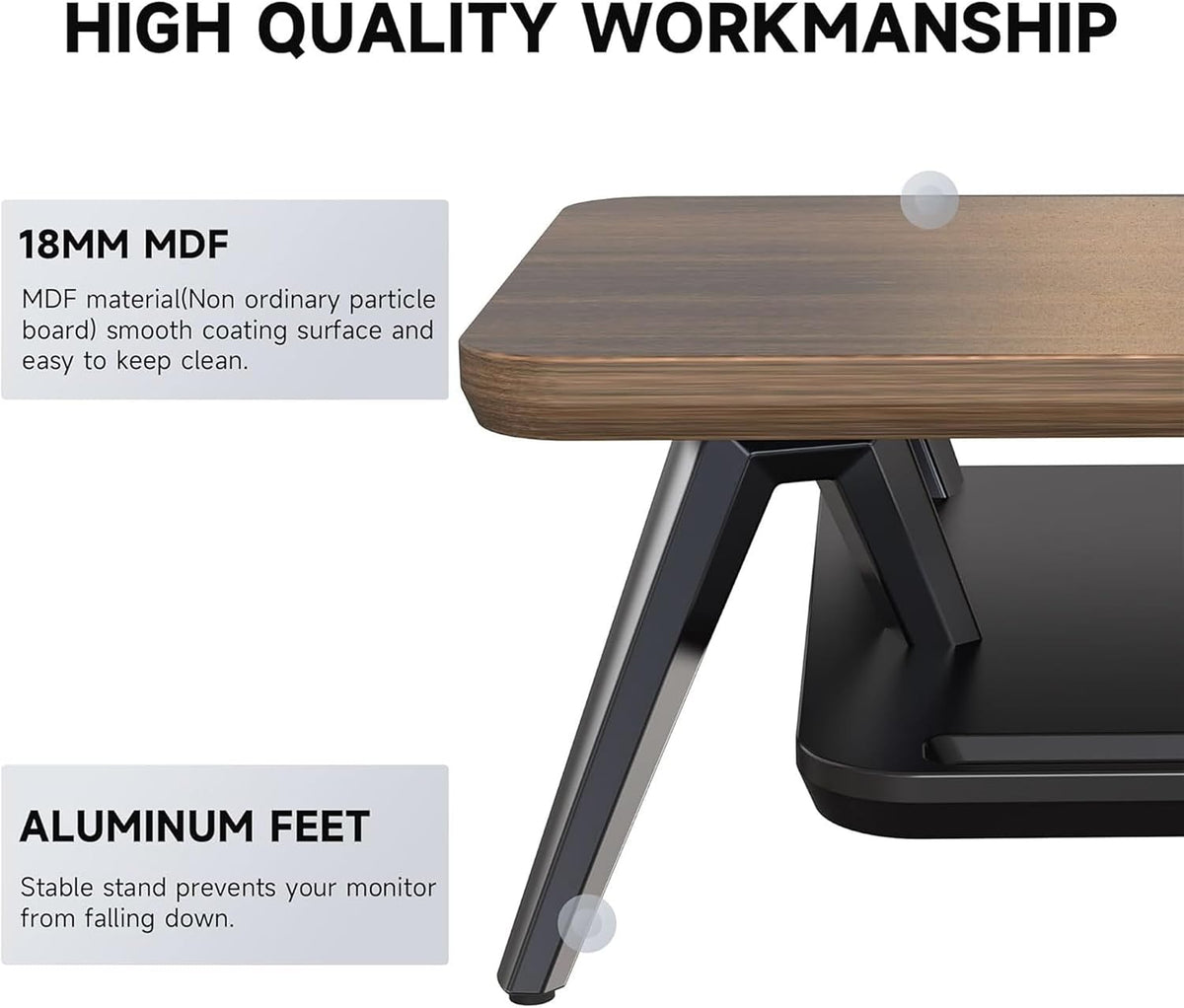Fenge 42.5-Inch Monitor Stand Riser with Laptop, Phone & Headphone Holders