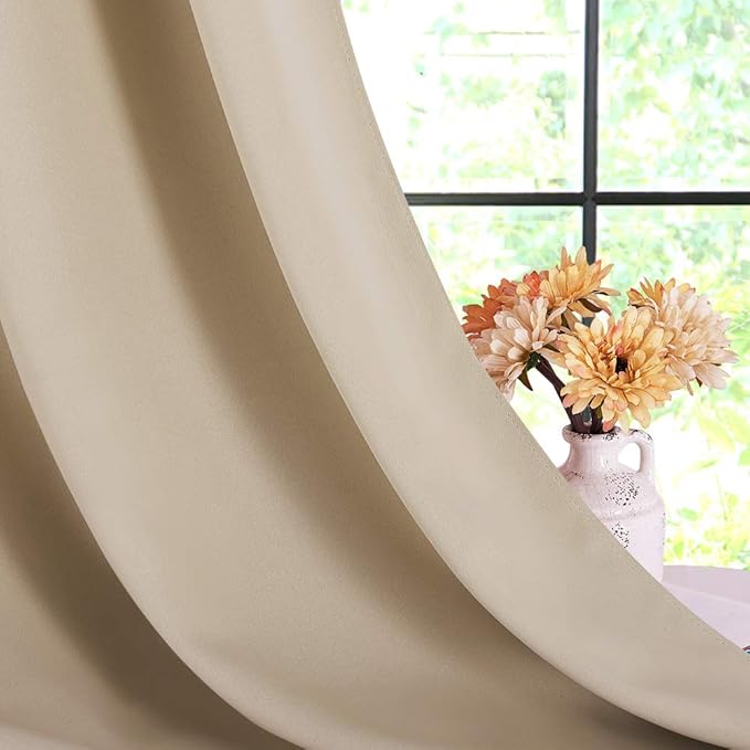 NICETOWN Room Darkening Draperies Window Curtain Panels, Biscotti Beige - Image 6