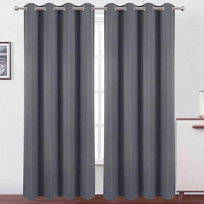 LEMOMO Blackout Curtains 52 x 120 Inch Long Grey Curtains Set of 2 Panels Room by Lemomo