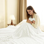 HIMEET Off White Ribbed Queen Size Blanket - Image 5