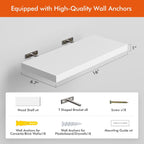 YUFLINX 16’’White Floating Shelves for Wall Set of 4,Rustic Wood Shelf for Room Decor/Storage/Display,Small Bookshelf,Wall Mounted Hanging Shelves for Bedroom, Bathroom, Living Room, Kitchen