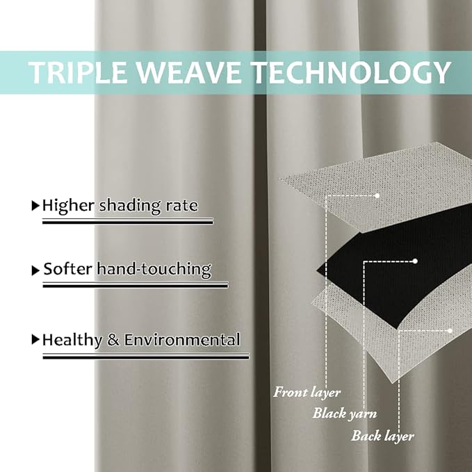 NICETOWN Natural Blackout Curtains 84 inches Long, Full Light Blocking Drapes - Image 6