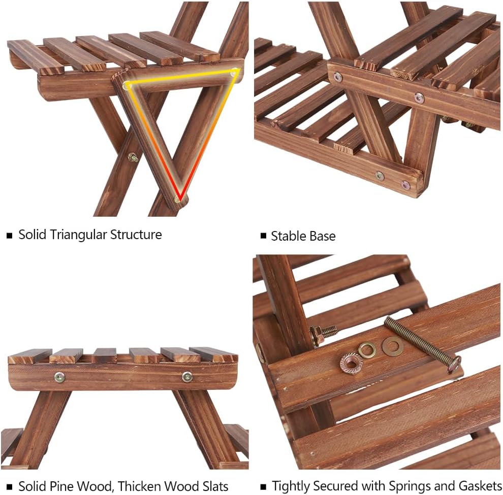 Ufine Wood Plant Stand Triangular Multi-Tier Plant Display Shelf