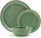 Pfaltzgraff Carrie 12 Piece Dinnerware Set, Service for 4, Green