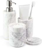 Cork & Mill Marble Bathroom Accessories Set, White Vanity Decor