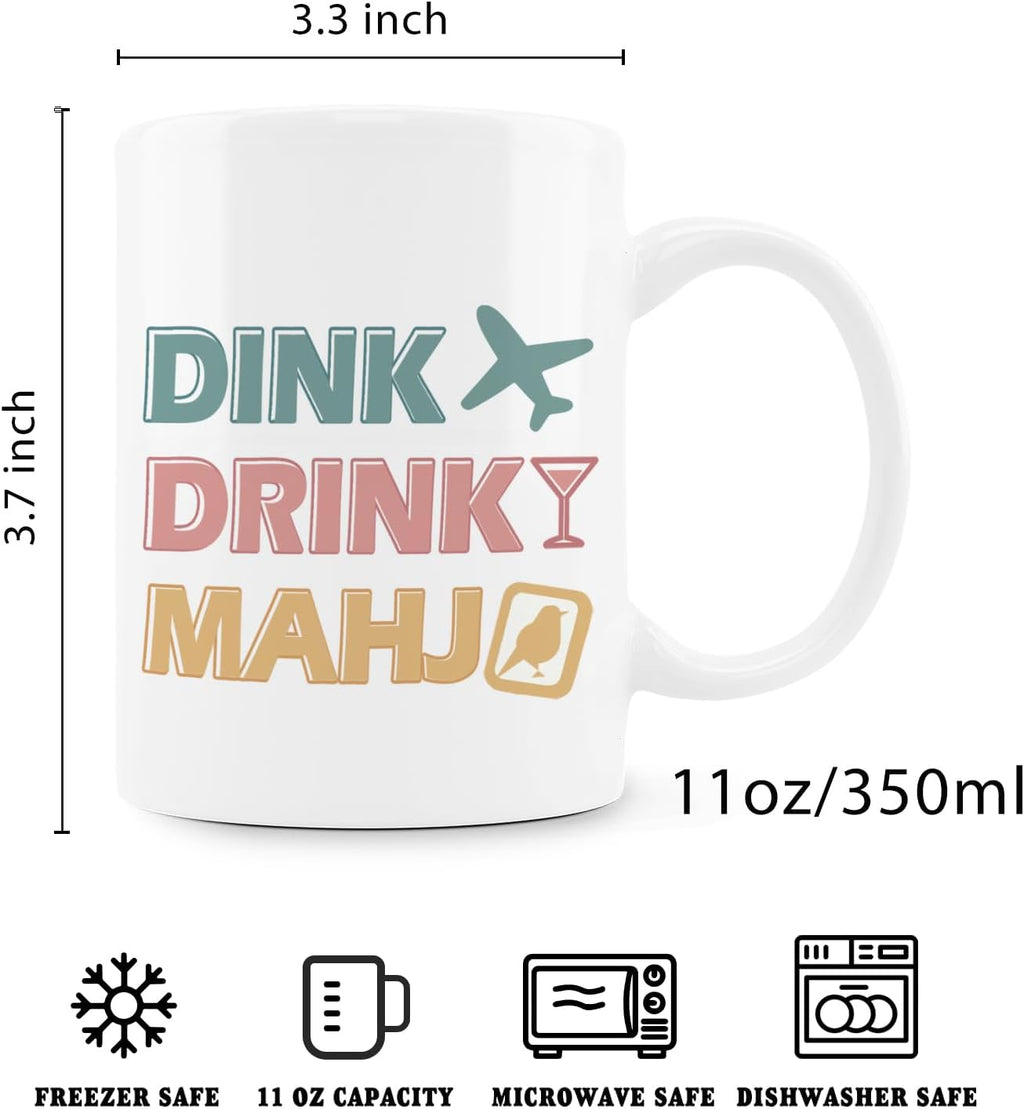 Funny Trendy Mahjong Mug, Gifts for Mahjong Lovers Players Coffee Cup Ceramic, Couples Gifts for Him and Her Ceramic Coffee Tea Mug 11 oz