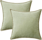 MIULEE Pack of 2 Couch Throw Pillow Covers 16x16 Inch Light Green Farmhouse - Image 6