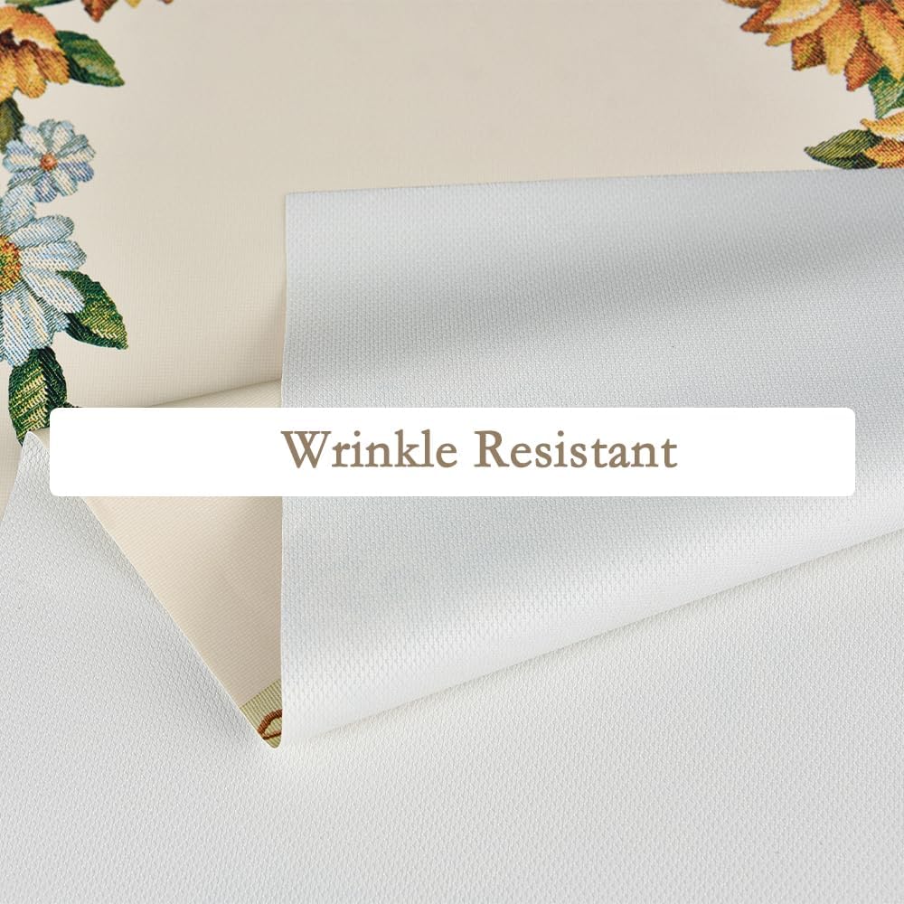 Zobesta Beige Vinyl Tablecloth Rectangular 86x55 PVC Sunflower Plastic