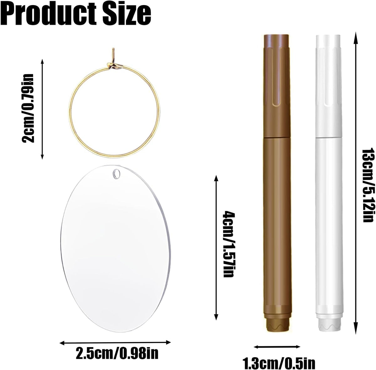50Pcs Acrylic Blank Wine Charms for Goblet With 2 Pearl Marker Pen for Cocktail Champagne Stem Bulk DIY Blank Labels for Wedding Party Dinner