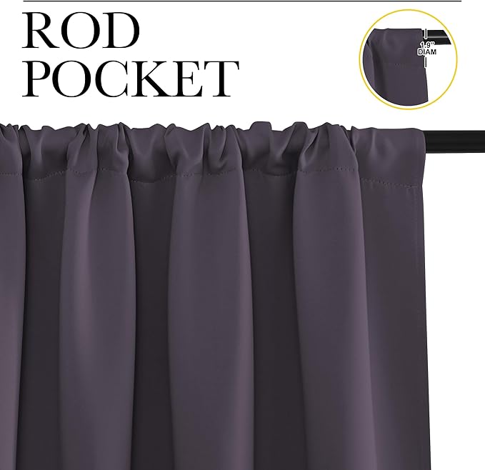 NICETOWN Blackout Curtains for Living Curtains, 1 Pair, 34-inch W x 72-inch L - Image 2