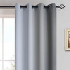 Yakamok 84 Inch Length Gray and Greyish White Gradient Color Ombre Curtains - Image 3