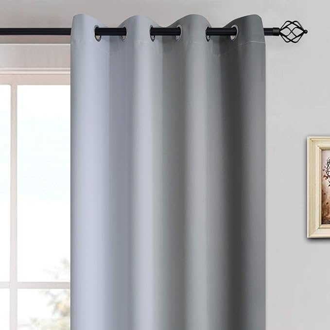 Yakamok 84 Inch Length Gray and Greyish White Gradient Color Ombre Curtains - Image 3