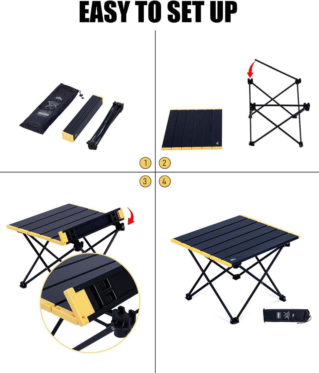 iClimb Ultralight Compact Camping Folding Table (Green - S)