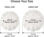 Round Ruffled Linen Blend Placemats, 15 Inch Scalloped Table Mats, Set of 4