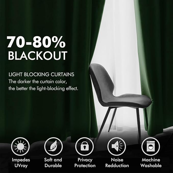 MIULEE Christmas Velvet Curtains Emerald Green Elegant Grommet Thermal - Image 4