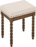 LUE BONA Vintage Vanity Chair with Spindle Solid Rubberwood Legs