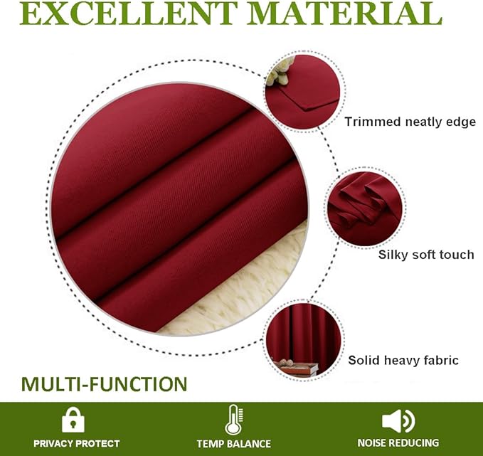 NICETOWN Christmas Burgundy Bedroom Curtains Blackout Draperies, Home - Image 7