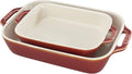 STAUB Ceramic Rectangular Baking Dish Set, 2 pc, Red