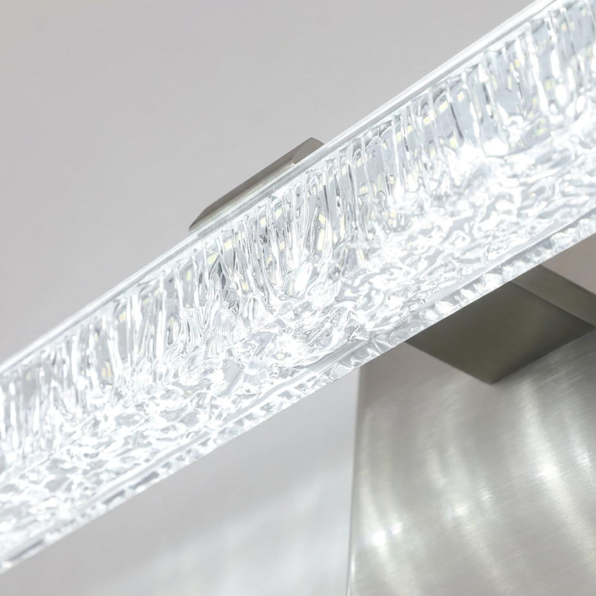 16 Inch Brushed Nickel LED Bathroom Vanity Light Fixtures, Iceberg Crushed Acrylic Modern Wall Sconce Lighting Over Mirror, 5500K Cool White Linear Vanity Lamp for Mirror Cabinet Powder Room