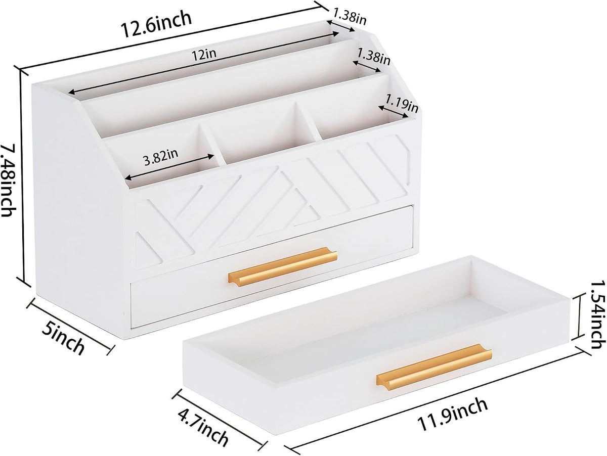 Desk Organizer with Drawer, Countertop Bill Mail Organizer and File Storage